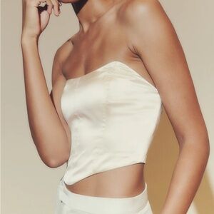 Reformation Maia Gold Satin Top